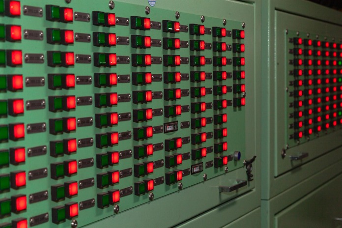 Power distribution panel used to control and distribute electricity in a building